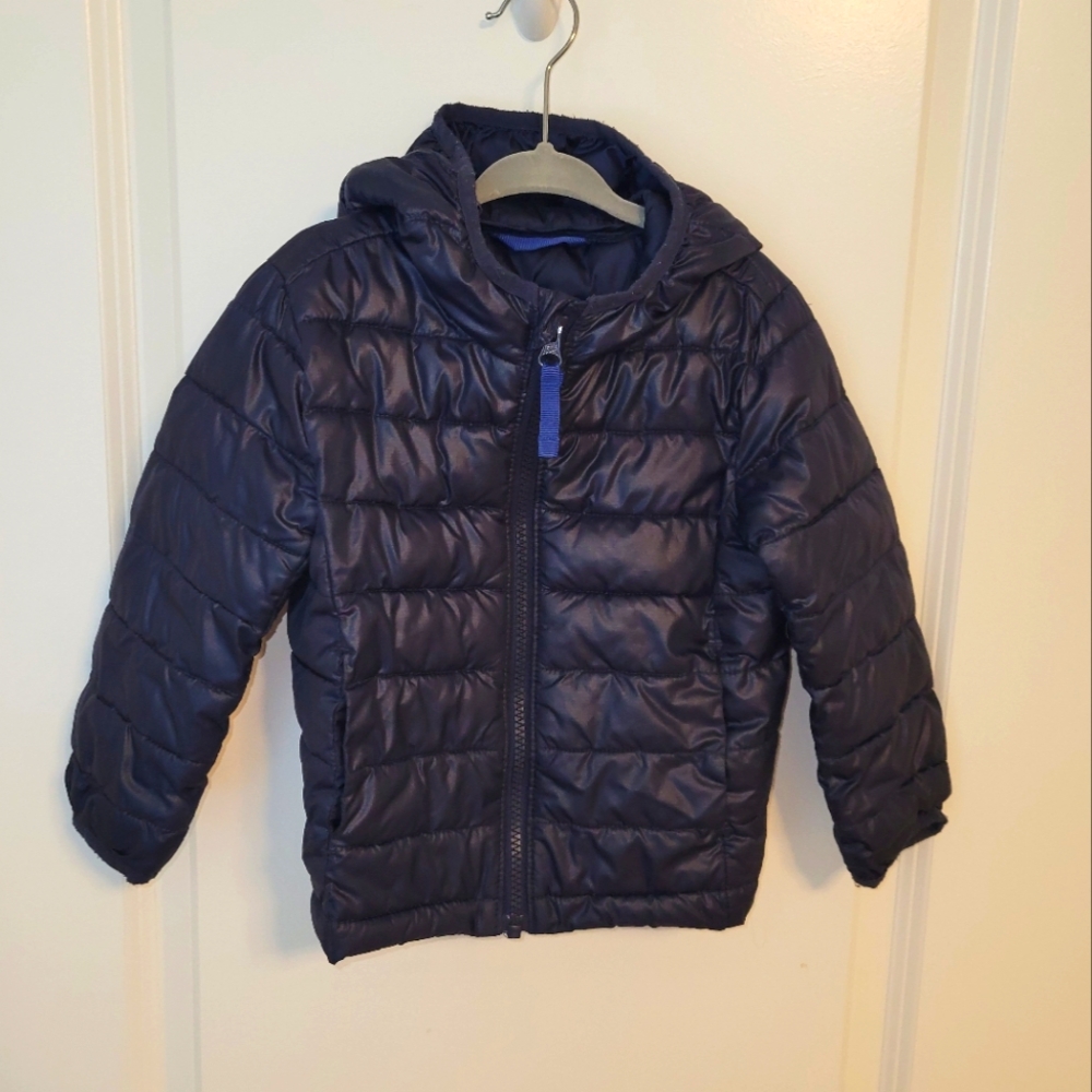 Primary Navy Blue Puffer Jacket with Hood